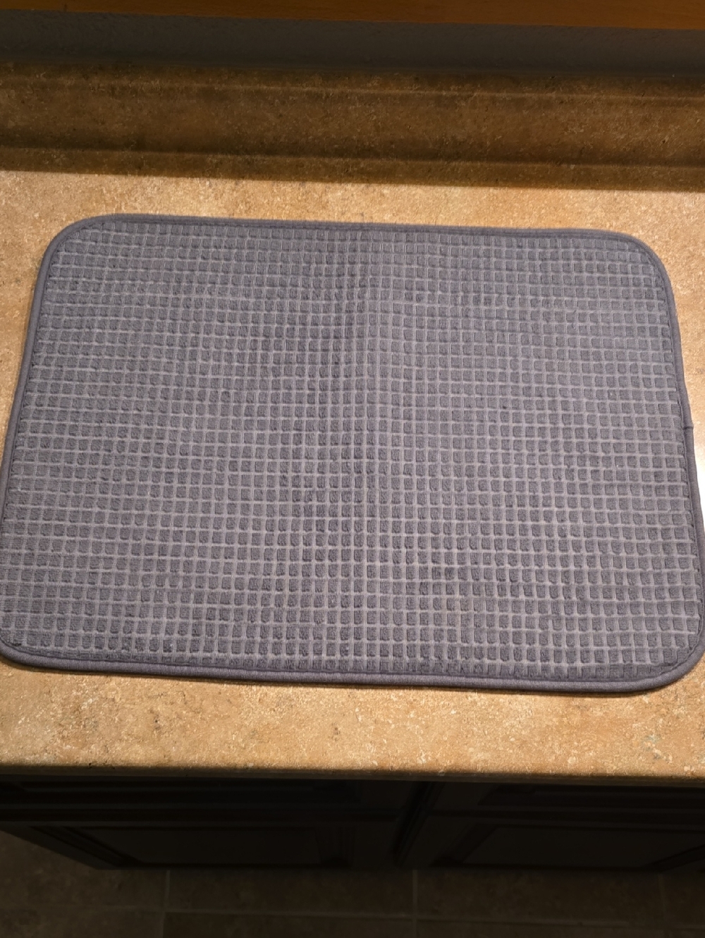 Waffle Weave Kitchen Drying Mat - Gray - Approx. 17 X 23 Inches